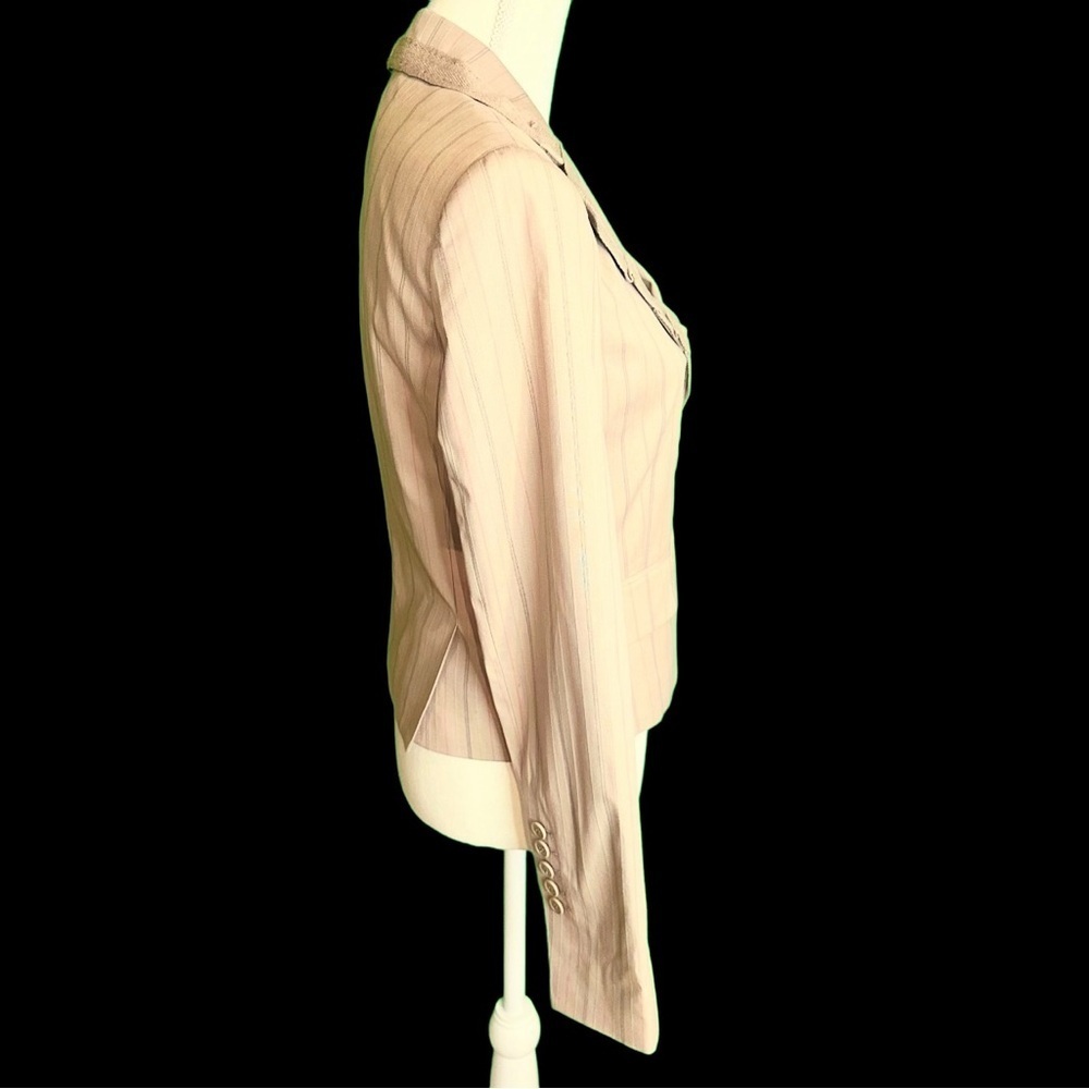 NWT BCBGMaxAzria ‘Nina’ The Double Button Suiting Jacket in “Khaki Stripe” Sz S - Picture 11 of 11